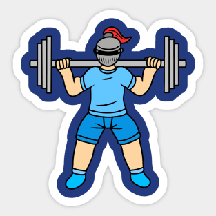 Cute cartoon knight weightlifting Sticker